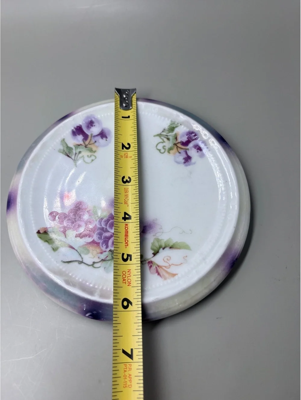 Antique Three Crown Germany Hand Painted Porcelain Hot Plate Trivet Violets 6.5